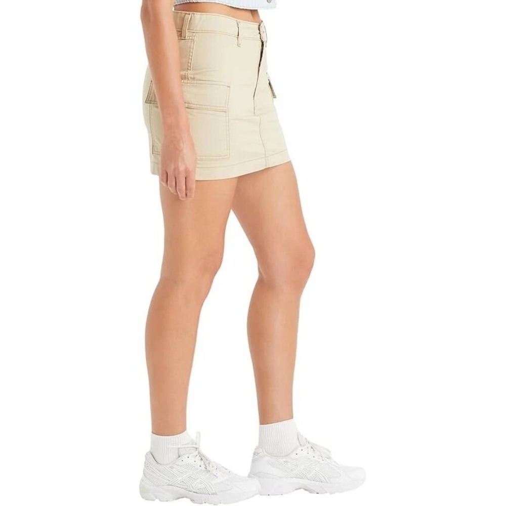 NEW Levi's 94 Cargo Skirt Khaki Size 33 Mini Retro Tan Beige - 100% Cotton - Picture 2 of 7